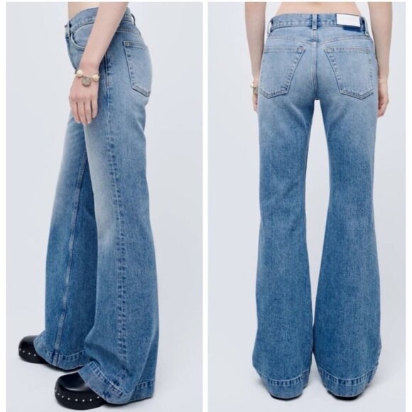 Re/Done Womens Vintage  Wide-Leg Jeans Size 26 bell bottoms lake blue - Picture 1 of 8